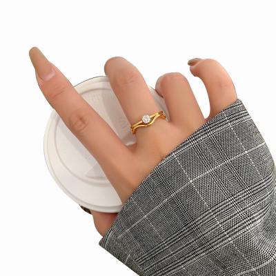 China TRENDY Fashion Stainless Steel Finger Ring Set For Women Gold Filled Crystal Ring Jewelry Accessories for sale