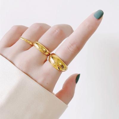 China Chunky Gold Plated Ring Fashion Women Stainless Steel Ring for sale