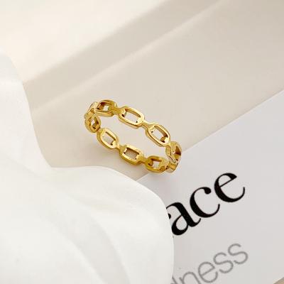 China Trendy Trendy Rings 18K Gold Plated Geometric Stainless Steel Ring Jewelry Accessories for sale