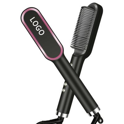 China Auto Car VKK Hot Curling Iron Comb 2 In 1 Multi Function Hair Curler And Straightener Brush for sale