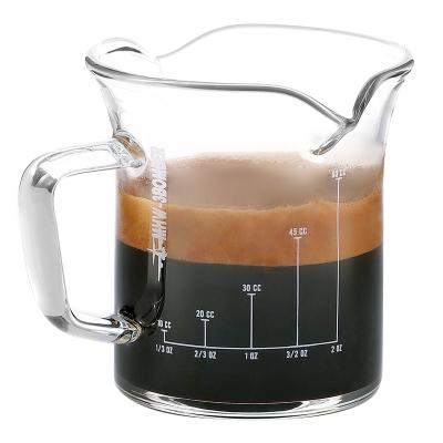 China Double Spouts Cup Viable Heat Resistant Glass Measuring Cup For Coffee Measuring Glass Milk Cup For Bartender for sale