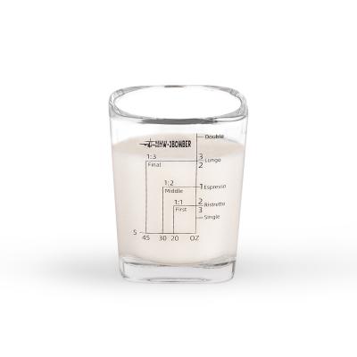 China 60ml Square Shot Glass Measuring Cup Viable Coffee Cup Espresso Shot Measuring Milk Glass Cup For Bartender for sale