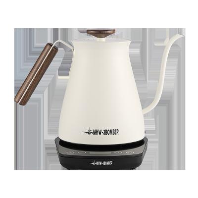 China 800ml Stainless Steel Sustainable Glass Walnut Electric Variable Temperature Setting Gooseneck Kettle Pour Over Electric Coffee Kettle for sale