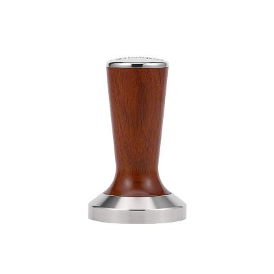 China 58mm Low Viable Espresso Coffee Tamper Flat Stainless Steel Walnut Wooden Bartender Calibrated Coffee Bean Press Futa Tamper for sale