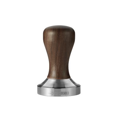 China 58.35mm Flat Base Stainless Steel Hand Viable Wooden Powder Pressing Bean Barista Tools Coffee Espresso Tool Coffee Tamper for sale