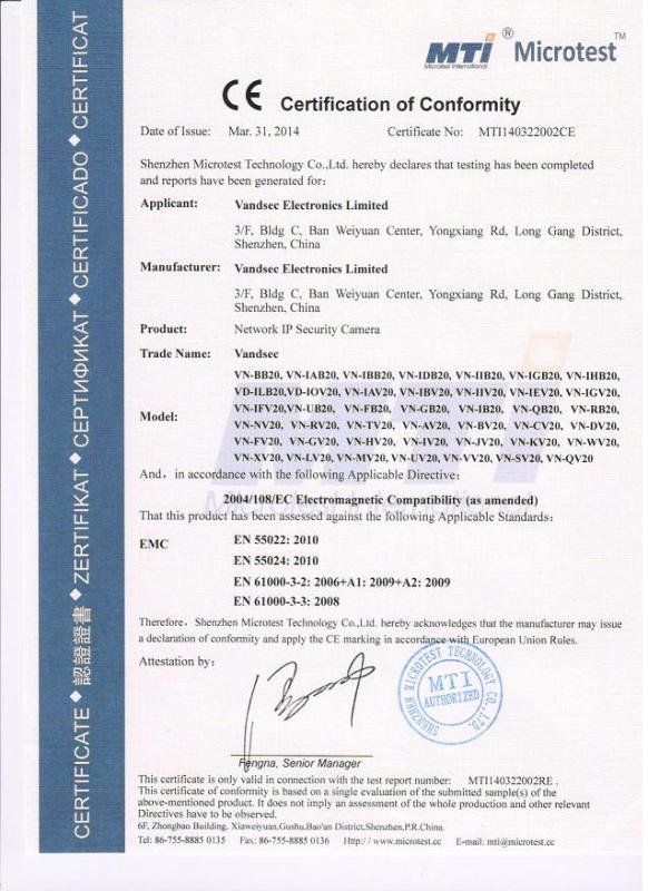 CE - Shenzhen Vandsec Electroncis Limited