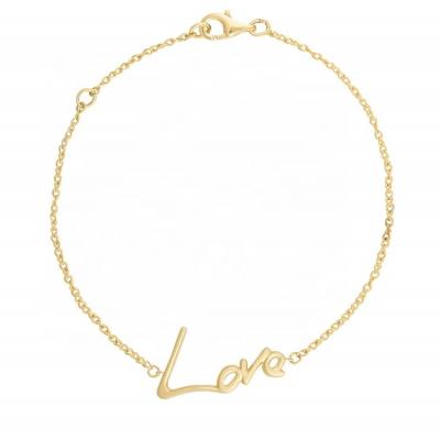 China FASHIONABLE Gift 14k Gold Women Love Word Letter Sterling Silver Chain Bracelet for sale