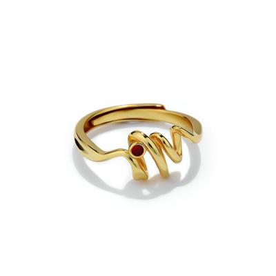 China Trendy Trendy 925 Sterling Silver Gold Plated Red Ring for sale