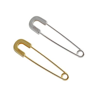 China Popular Casual / Sporty 925 Sterling Silver Gold Plated Safety Pin Earrings for sale