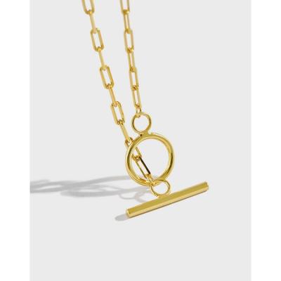 China Hiphop S925 Necklace Ins Style Gold Chain Necklace OT Design OT Buckle Chain Clavicle Necklace Sterling Silver Female for sale