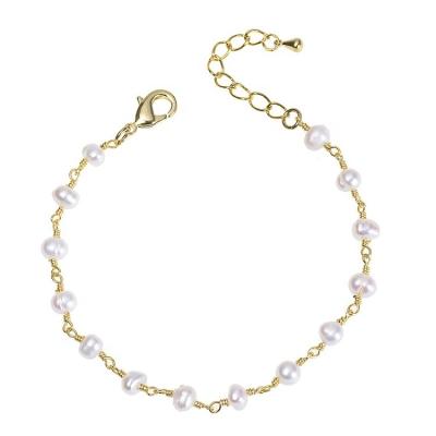 China BOHEMIA Gold Plated Hand Mand Pearl Beaded Bracelet For Women for sale