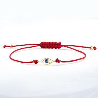 China Factory direct sale wax cord evil eye bracelet women sterling silver jewelry 925 simple red turkish blue TRENDY for sale