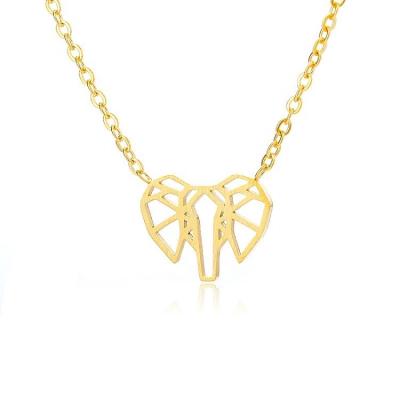 China TRENDY Geometric Gold Luck Stainless Steel Elephant Necklace for sale