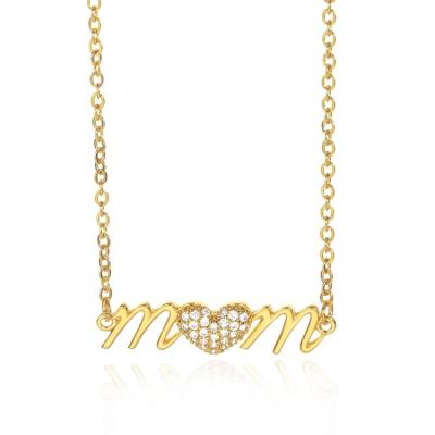 China TRENDY Stainless Steel Diamond Heart Letter Mom Necklace Mothers Day Gift For Mom for sale