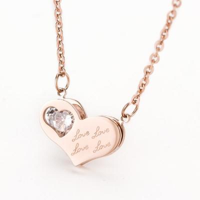 China TRENDY Stainless Steel Rose Code Love Heart Pendant Necklaces Woman Gold Plated for sale