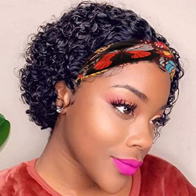 China Water Wave Headband Wig Short Curly Hair Wigs Bob Headband Curly Wigs For Black Women for sale