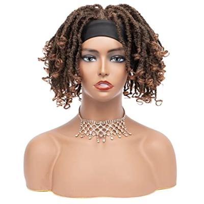 China Short Curly Dreadlock Wig Headband Wigs For Women Afro Twist Curly Wigs Synthetic Heat Resistant Faux Locs Breathable Braids for sale