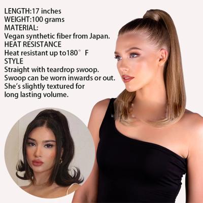 China Smooth Synthetic Bounce Around Straight Ponytail 18Inch Wig With Clip In Natural Hair Drawstring Ponytail Hair Extension for sale