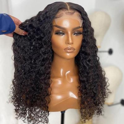 China Water Wave Wholesale 4X4 Mix Cheap HD Transparent Human Hair Lace Front Wig Curly Texture Brazilian Hair Lace Front Wig for sale