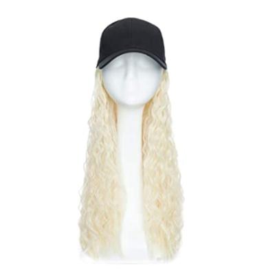 China Best Sales Curly Baseball Cap With Hair Extensions Natural Synthetic Hair Real Black Baseball Cap Cap for sale