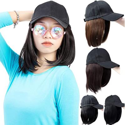 China Straight Baseball Cap With Curly Straight Synthetic Hair Extensions Wig Cap With Baseball Cap With Hair for sale