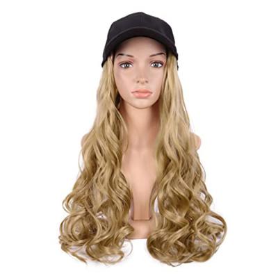 China Hot Selling Fashion Baseball Cap Hair Extension New Long Curly Adjustable Wave Cap Synthetic Wig for sale