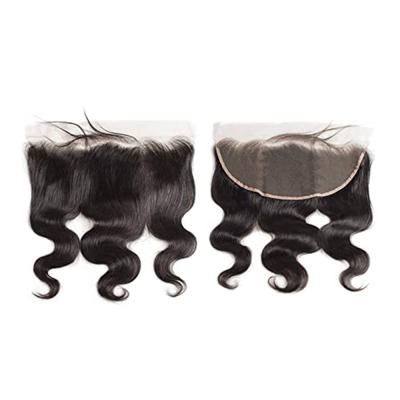 China 100% 13x6 Hair Pre Plucked Lace Headband With Baby Hair Virgin Hair Frontal Closure With Bangs Knots Can Be Bleached for sale