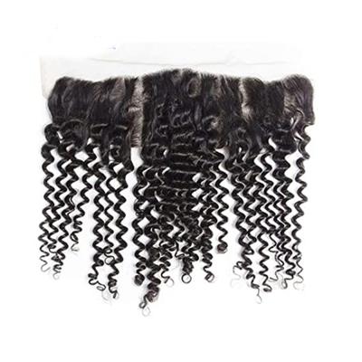 China 100% Unprocessed Curly Hair 13x4 Lace Frontal Ear To Ear Lace Frontal Closure Curly Hair for sale