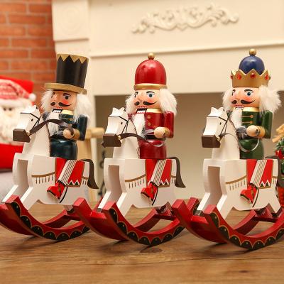 China Germany Christmas Gift Exquisite Walnut Wooden Soldier Shaking Horse Puppet Decoration Small Children's Toy Gift for sale