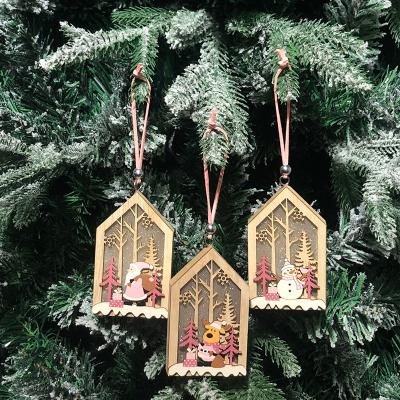 China Worldwide LED Lights Party Wooden Pendant Children's Family Decoration Christmas Decoration Elk Christmas Gifts for sale