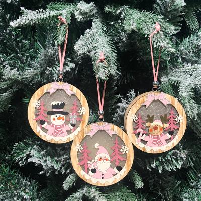 China Worldwide LED Lights Party Wooden Pendant Family Decoration Christmas Snowman Santa Claus Christmas Gifts for sale