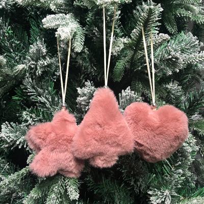 China 2021 Pink Christmas World Love Star Shape Christmas Tree Decorations Whole Plush Cloth Pendant New Year Gift for sale