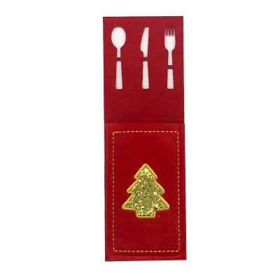 China Overall Christmas New Year knife and fork bag family party table decoration table take care gold Christmas tree for sale