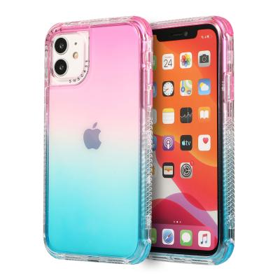 China Anti-fall For iPhone12 Pro 11 Pro 2020 Max Rainbow Color Gradient Soft TPU Back Cover Mobile Phone Case for sale