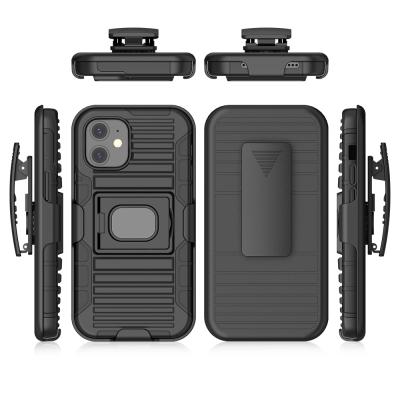 China High Quality Armor TPU PC Holster Combo Kickstand with Belt Clip Phone Case for iphone 12 5.4 for sale