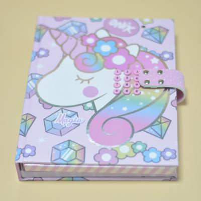 China Unicorn Secret Diary Customized Hardcover With Sound Diary With Code Lock for sale