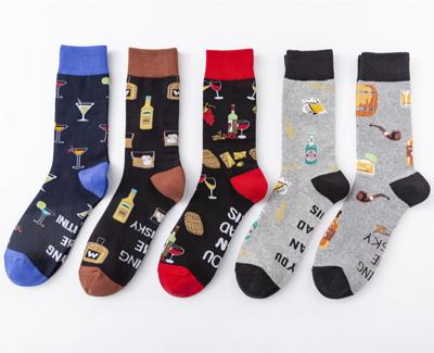 China Fashion Casual Socks Beverage Socks New Arrivals Series High Low Socks Breathable Colorful Cotton For Male Man for sale