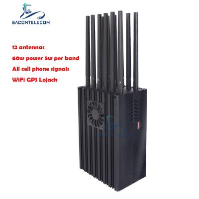 Китай 12 VHF Lojack Jammer 2G 3G 4G 5G Wifi Gps мобильного телефона антенн 60w продается