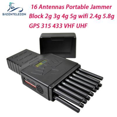 Китай Jammer сигнала портативных каналов блокатора 16 Jammer сигнала 12W WiFi 2.4G 5.8G GPS Handheld продается