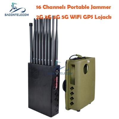 China 12000mAh 16w Bloqueador de sinal de telefone móvel 20m Wifi GPS Jammer 2G 3G 4G 5G à venda