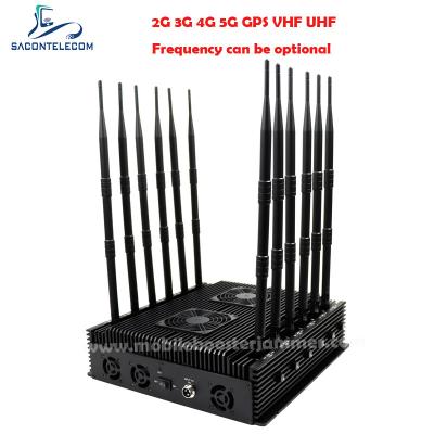 China Interno 2.4G 5.8G Bluetooth Wi-Fi Jammer de señal 12 Antenas 80w DCS PCS en venta