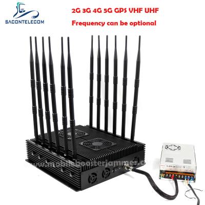 Cina 80m 5G Signal Jammer Blocker VHF UHF GPS Locker 12 canali VHF in vendita