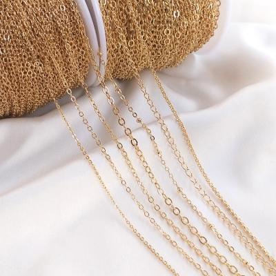 China Fashionable.Popular Wholesale 1-2mm Gold Supplement Chain Necklace Bracelet Diy Copper Plated Components For Necklace Jewelry Making for sale