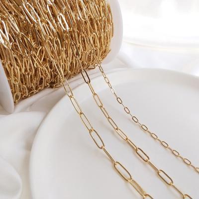 China Fashionable.Popular 14k Gold Plated DIY Oval O-Shaped Chains Bracelet Necklace Making Hardware Accessories Scattered Chains Wholesale for sale