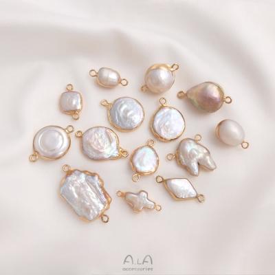 China CLASSIC Natural Pearl Double Hole Charms Accessories Shaped Beads Pendant For DIY Jewelry Making for sale