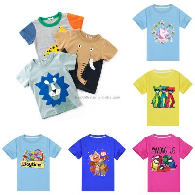 China Anti-Shrink Summer kids' T-shirts Fashion girls' T-shirts Short sleeved cotton boys' tops Korea casual children's clothing 1-8 years old for sale