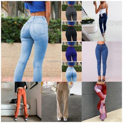 China QUICK DRY Casual bell-bottom jeans for women Blue bell-bottom jeans for women stretch slim street discount jeans for sale