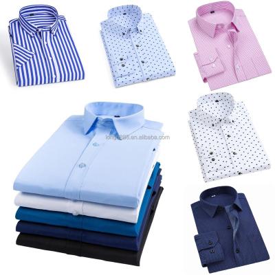 China Anti-pilling Men Business Dress Shirt Spring Autumn Casual Solid Ice Silk Shirt Anti-Wrinkle Elastic Male Slim Fit Shirt Hombre Clothes for sale