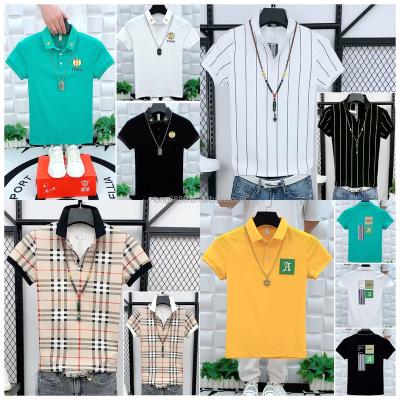 China Anti-wrinkle Cool summer T-shirt Cotton short-sleeved T-shirt men's shirt collar multi-color Polo shirt half-sleeved men's clothing for sale