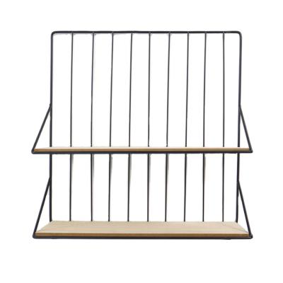 China Contemporary made in china cheap wrought iron bathroom wall storage rack double-layer cheap divider rack for sale